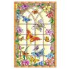 Butterfly Flower Static Window Film European Style Stained Glass Window Film No Glue Privacy Window Film,15x47 inch