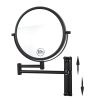 8-inch Wall Mounted Makeup Vanity Mirror, Height Adjustable, 1X / 10X Magnification Mirror, 360¬∞ Swivel with Extension Arm (Black)