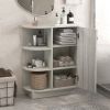 Open Style Shelf Cabinet with Adjustable Plates Ample Storage Space Easy to Assemble, Gray