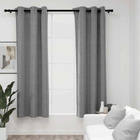 Blackout Curtains with Rings 2 pcs Gray 37"x84" Velvet