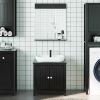 2 Piece Bathroom Furniture Set BERG Black Solid Wood Pine