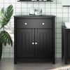 Bathroom Cabinet BERG Black 27.4"x13.4"x31.5" Solid Wood Pine