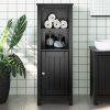 Bathroom Cabinet BERG Black 15.7"x13.4"x43.3" Solid Wood Pine