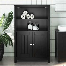 Bathroom Cabinet BERG Black 27.4"x13.4"x43.3" Solid Wood Pine