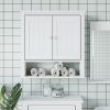 Bathroom Wall Cabinet BERG White 27.4"x10.6"x28.1" Solid Wood