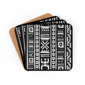 Decor - Coaster Set 4 Piece Home/office, Black And White Tribal Pattern, Black And White African Designs