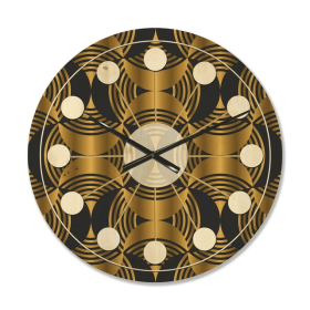 Designart 'Art Deco Style Retro Pattern' Mid-Century Modern Wood Wall Clock