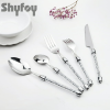 SHYFOY Silverware Set Cutlery Stainless Crushed Diamond Home Decor 5 PCS , Silver, 1 Set