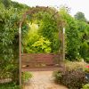 6.8FT Wooden Arch with Bench for 2 People, Garden Arbor Trellis for Climbing Plant, Outdoor Garden Lawn Backyard Patio Decor, Dark Brown