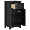 Bathroom Cabinet BERG Black 15.7"x13.4"x31.5" Solid Wood Pine