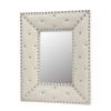 WHITE Rectangle Decorative Wall Hanging Mirror,Rivet Decoration,PU Covered MDF Framed Mirror for Bedroom Living Room Vanity Entryway Wall Decor,21x26i