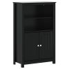 Bathroom Cabinet BERG Black 27.4"x13.4"x43.3" Solid Wood Pine