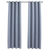 Blackout Curtains with Rings 2 pcs Gray 54"x63" Fabric