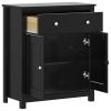 Bathroom Cabinet BERG Black 27.4"x13.4"x31.5" Solid Wood Pine