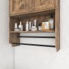 Bathroom Wall Cabinet with Doors,Adjustable Shelf,Towel Bar and Paper Holder, Over The Toilet Storage Cabinet, Medicine Cabinet for Bathroom-Rustic Br