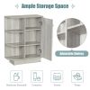 Open Style Shelf Cabinet with Adjustable Plates Ample Storage Space Easy to Assemble, Gray