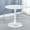 Round Sturdy Decor Table with a Combination of Iron Frame and 0.7'' Thickness MDF Top; Self-Assembly Home and Kitchen 28.7'' Height Table (White) RT