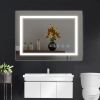 32x24inch Glossy Brushed Silver 3000-6000K LED Bathroom Mirror With Lights,Anti-Fog Dimmable Lighted Wall Mounted Vanity Mirror Master Bath Modern Mak