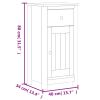 Bathroom Cabinet BERG White 15.7"x13.4"x31.5" Solid Wood Pine