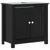 2 Piece Bathroom Furniture Set BERG Black Solid Wood Pine