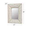 WHITE Rectangle Decorative Wall Hanging Mirror,Rivet Decoration,PU Covered MDF Framed Mirror for Bedroom Living Room Vanity Entryway Wall Decor,21x26i