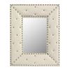 WHITE Rectangle Decorative Wall Hanging Mirror,Rivet Decoration,PU Covered MDF Framed Mirror for Bedroom Living Room Vanity Entryway Wall Decor,21x26i