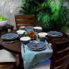 16pc Stoneware Lovely Tapestry Dinnerware Set Blue