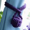 2 Pieces Purple Retro Handmade Curtain Ropes Holdbacks Rural Knot Ball Cotton Cord Drapery Tiebacks