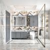 32x24inch Glossy Brushed Silver 3000-6000K LED Bathroom Mirror With Lights,Anti-Fog Dimmable Lighted Wall Mounted Vanity Mirror Master Bath Modern Mak