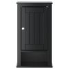 Bathroom Wall Cabinet BERG Black 15.7"x10.6"x28.1" Solid Wood Pine