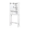 Over-the-Toilet Storage Cabinet; Space-Saving Bathroom Cabinet; with Adjustable Shelves and A Barn Door 27.16 x 9.06 x 67 inch