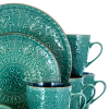 16pc Stoneware Mural Dinnerware Set Teal