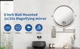 8-inch Wall Mounted Makeup Vanity Mirror, 1X / 10X Magnification Mirror, 360¬∞ Swivel with Extension Arm (Brushed Nickel)