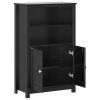 Bathroom Cabinet BERG Black 27.4"x13.4"x43.3" Solid Wood Pine