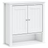 Bathroom Wall Cabinet BERG White 27.4"x10.6"x28.1" Solid Wood