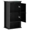 Bathroom Wall Cabinet BERG Black 15.7"x10.6"x28.1" Solid Wood Pine