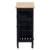 76*37*84cm Three Drawers Three Layers Bronze Color Handle Rubber Wood Log Color Table Top Black Spray Paint Dining Car