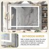 32x24inch Glossy Brushed Silver 3000-6000K LED Bathroom Mirror With Lights,Anti-Fog Dimmable Lighted Wall Mounted Vanity Mirror Master Bath Modern Mak