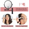 8-inch Wall Mounted Makeup Vanity Mirror, Height Adjustable, 1X / 10X Magnification Mirror, 360¬∞ Swivel with Extension Arm (Black)