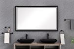 (ONLY FOR PICKUP)  72in. W x 36in. H Oversized Rectangular Black Framed LED Mirror Anti-Fog Dimmable Wall Mount Bathroom Vanity Mirror Wall Mirror Kit