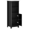 Bathroom Cabinet BERG Black 15.7"x13.4"x43.3" Solid Wood Pine