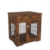 Furniture Style Dog Crate End Table with Drawer, Pet Kennels with Double Doors, Dog House Indoor Use. Rustic Brown, 29.92'' W x 24.8'' D x 30.71'' H.