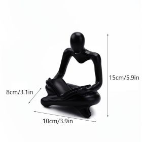 NORTHEUINS Reading Man Resin Figurine for Study Room Desktop Abstract Thinker Figure Ornament Home Living Room Office Decoration (Color: Black Middle)