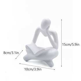 NORTHEUINS Reading Man Resin Figurine for Study Room Desktop Abstract Thinker Figure Ornament Home Living Room Office Decoration (Color: White Right)