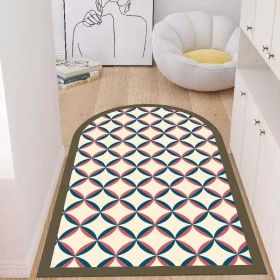 Simple Geometric Home Entrance Floor Mat Crystal Velvet Absorbent Non-slip Arched Rectangle Carpet Home Decoration Foot Mat Semi-circle Door Mat (Main Color: 06 Arched, size: 60*90cm)