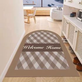 Simple Geometric Home Entrance Floor Mat Crystal Velvet Absorbent Non-slip Arched Rectangle Carpet Home Decoration Foot Mat Semi-circle Door Mat (Main Color: 02 Arched, size: 60*90cm)