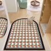 Simple Geometric Home Entrance Floor Mat Crystal Velvet Absorbent Non-slip Arched Rectangle Carpet Home Decoration Foot Mat Semi-circle Door Mat