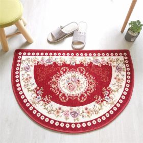 European Style Semicircle Entrance Carpet Bathroom Absorbent Non-slip Bedroom Home Decoration Floor Door Mat Kitchen Living Room (Color: Red, size: 50CMx80CM (Half circle))