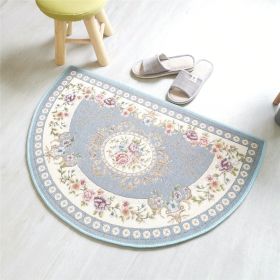 European Style Semicircle Entrance Carpet Bathroom Absorbent Non-slip Bedroom Home Decoration Floor Door Mat Kitchen Living Room (Color: Sky Blue, size: 60CMx90CM (Half circle))