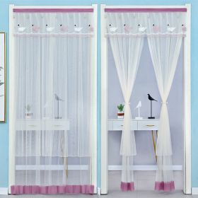 Double Yarn Lace Gauze Door Curtain Quiet Anti-mosquito Embroidered Living Room Bedroom Bathroom Universal Partition Home Decor (Color: Purple Beige yarn, size: 90x200cm)